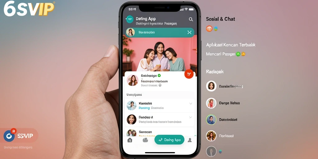 Tampilan antarmuka 6SVIP yang menarik untuk aplikasi Dating App.