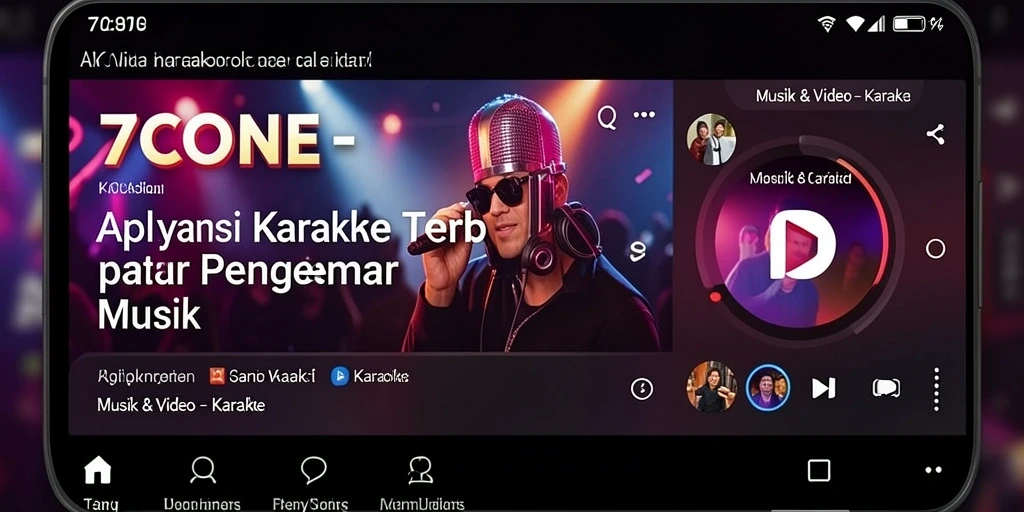 Tampilan antarmuka pengguna 7CONE yang menarik dan mudah digunakan untuk Karaoke.