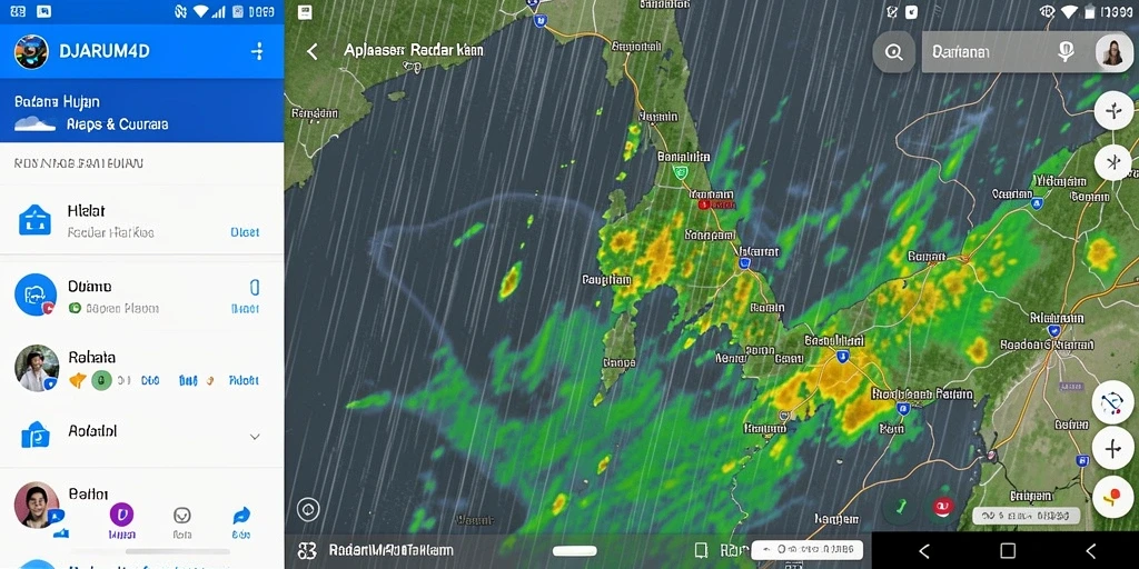 Antarmuka aplikasi DJARUM4D menampilkan fitur Radar Hujan secara jelas dan interaktif.
