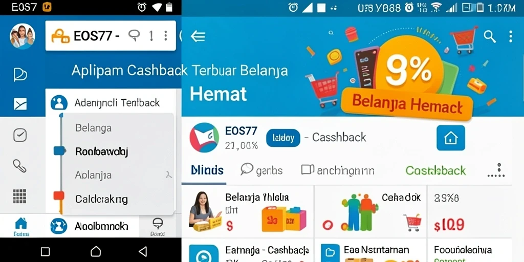 Antarmuka EOS77 yang sederhana dan fungsi cashback yang mudah diakses.