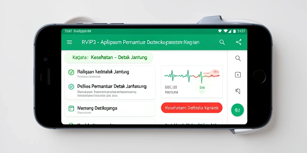 Tampilan antarmuka RVIP3 yang menarik dan fungsional untuk memantau detak jantung.