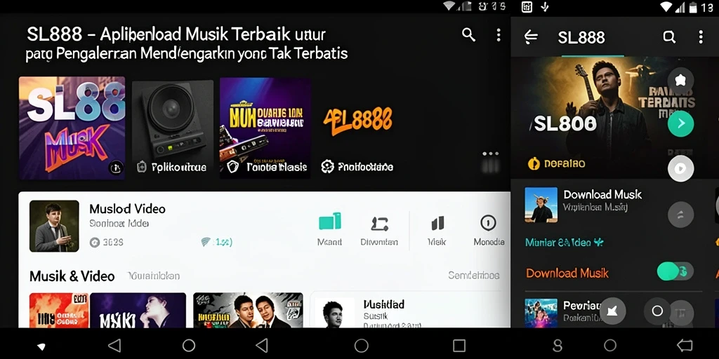 Antarmuka aplikasi SL888 yang menarik dan fungsional untuk Download Musik.