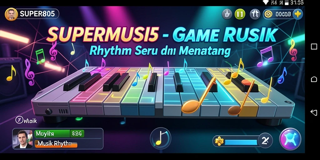 Antarmuka menarik dari game Musik Rhythm SUPER805 yang memukau.